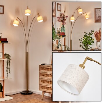 Bassagoda Lampada da terra Ottone, Nero, 3-Luci