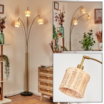 Cavaca Lampada da terra Ottone, Nero, 3-Luci