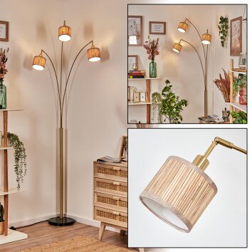 Bongal Lampada da terra Ottone, Nero, 3-Luci