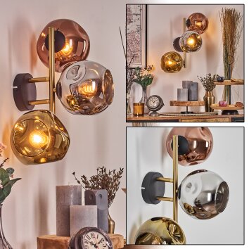 Ripoll Lampada a sfera, Applique Oro, Nero, 3-Luci