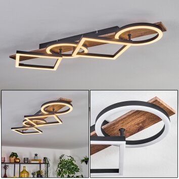 Cascada Plafoniera LED Marrone, Aspetto del legno, Nero, 1-Luce