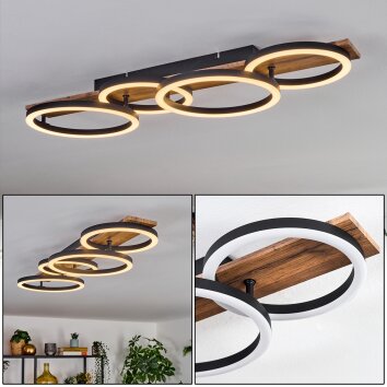 Cascada Plafoniera LED Marrone, Aspetto del legno, Nero, 1-Luce