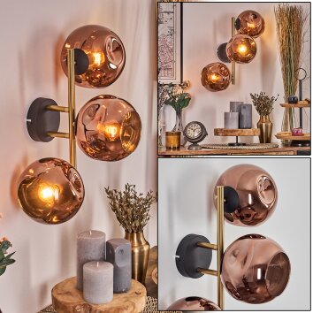 Ripoll Lampada a sfera, Applique Oro, Nero, 3-Luci