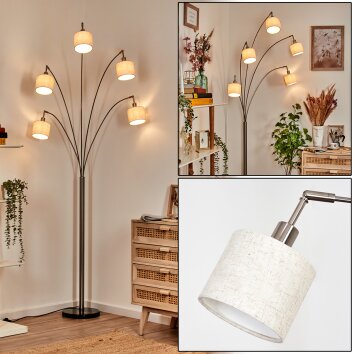Bassagoda Lampada da terra Nichel opaco, Nero, 5-Luci