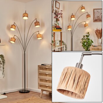 Granja Lampada da terra Nichel opaco, Nero, 5-Luci