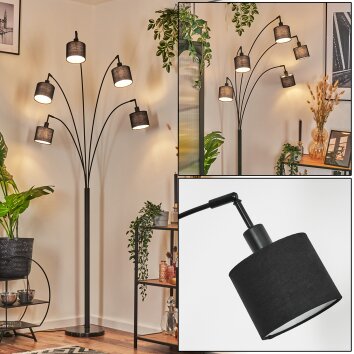 Bassagoda Lampada da terra Nero, 5-Luci