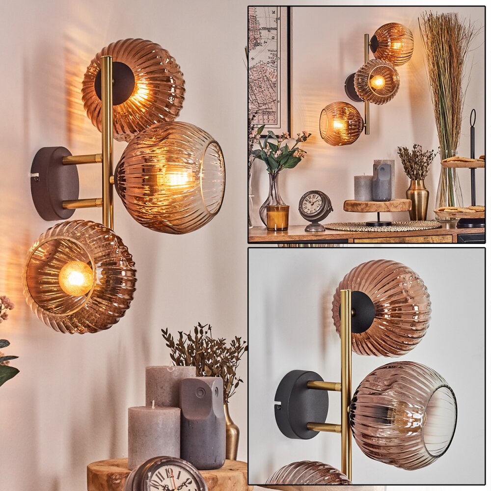 Ripoll Lampada a sfera, Applique Oro, Nero, 3-Luci main product photo