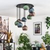 Koyoto Plafoniera, Lampada a sfera 57 cm Blu, Verde, Ramato, 9-Luci