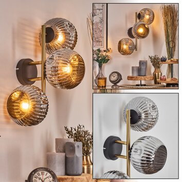 Ripoll Lampada a sfera, Applique Oro, Nero, 3-Luci
