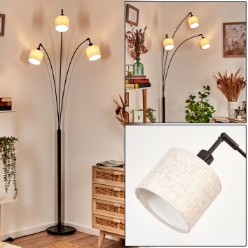 Bassagoda Lampada da terra Cromo, Nero, 3-Luci