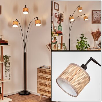 Bongal Lampada da terra Cromo, Nero, 3-Luci