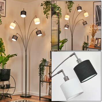 Bassagoda Lampada da terra Nichel opaco, Nero, 5-Luci
