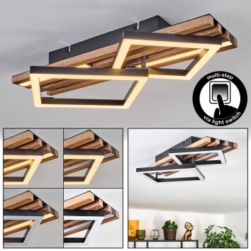 Ellekilde Plafoniera LED Marrone, Aspetto del legno, Nero, 2-Luci