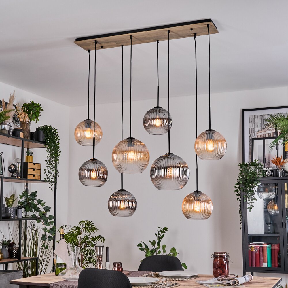 Koyoto Lampadario a sospensione, Lampada a sfera, Lampada a sospensione Écru, Nero, 8-Luci main product photo