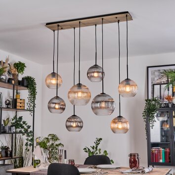 Koyoto Lampadario a sospensione, Lampada a sfera, Lampada a sospensione Écru, Nero, 8-Luci