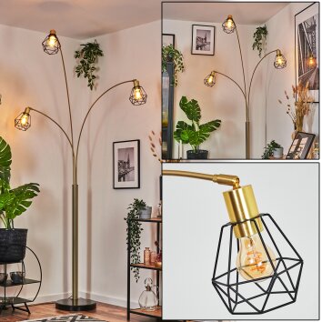 Yaak Lampada da terra Ottone, Nero, 3-Luci
