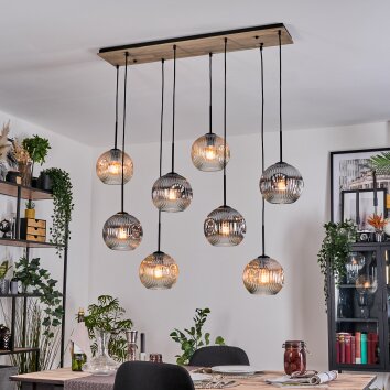 Koyoto Lampadario a sospensione, Lampada a sfera, Lampada a sospensione Écru, Nero, 8-Luci Koyoto Lampadario a sospensione, Lampada a sfera, Lampada a sospensione Écru, Nero, 8-Luci