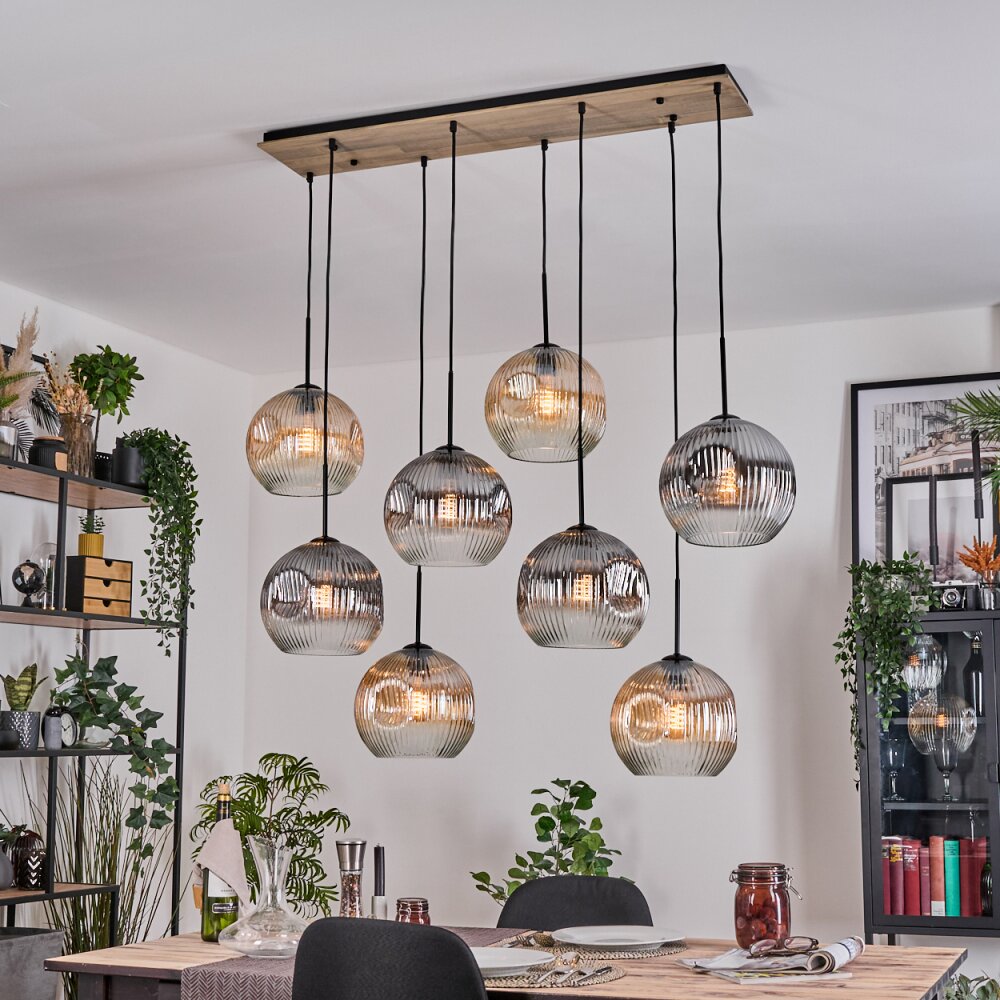 Koyoto Lampadario a sospensione, Lampada a sfera, Lampada a sospensione Écru, Nero, 8-Luci main product photo