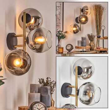 Koyoto Lampada a sfera, Applique Oro, Nero, 3-Luci