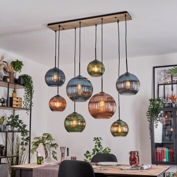 Koyoto Lampadario a sospensione, Lampada a sfera, Lampada a sospensione Écru, Nero, 8-Luci