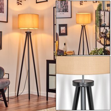 Soungou Lampada da terra Cromo, Nero, 1-Luce