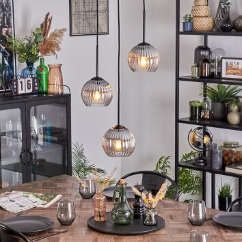 Koyoto Lampadario a sospensione, Lampada a sfera, Lampada a sospensione a cluster 30 cm Chiaro, Grigio fumo, 3-Luci