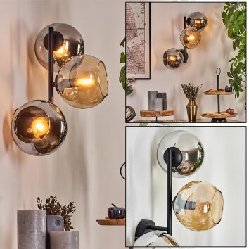 Koyoto Lampada a sfera, Applique Ambrato, Cromo, Grigio fumo, 3-Luci