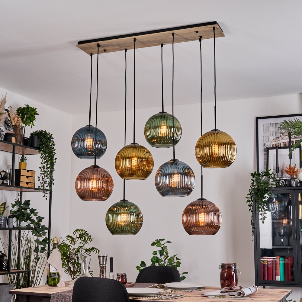 Koyoto Lampadario a sospensione, Lampada a sfera, Lampada a sospensione Écru, Nero, 8-Luci main product photo