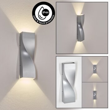 Halan Lampada da parete per esterno, Lampade Up & Down, Applique LED Argento, 2-Luci