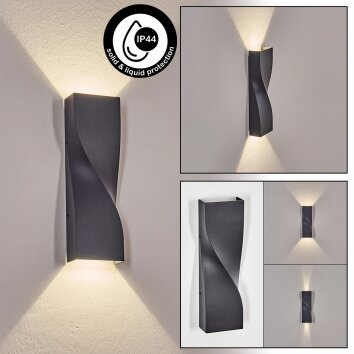 Halan Lampada da parete per esterno, Lampade Up & Down, Applique LED Nero, 2-Luci