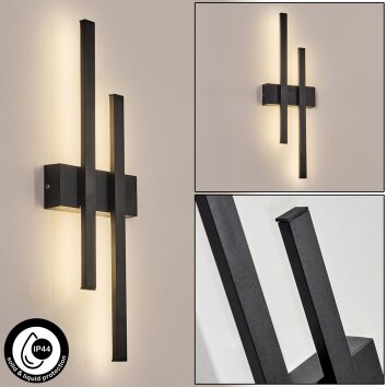 Glara Lampada da parete per esterno, Applique LED Nero, 2-Luci