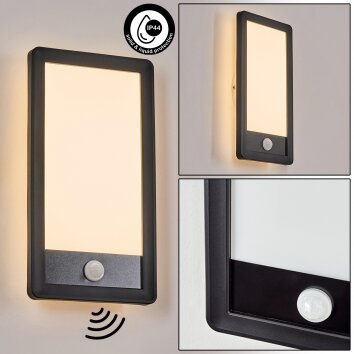 Harel Lampada da parete per esterno, Panel, Applique LED Nero, 1-Luce, Sensori di movimento