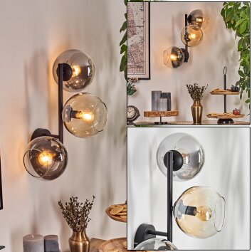 Koyoto Lampada a sfera, Applique Ambrato, Chiaro, Grigio fumo, 3-Luci