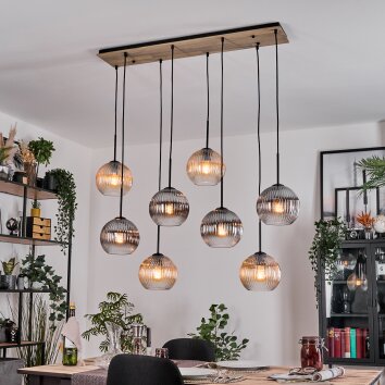 Koyoto Lampadario a sospensione, Lampada a sfera, Lampada a sospensione Écru, Nero, 8-Luci Koyoto Lampadario a sospensione, Lampada a sfera, Lampada a sospensione Écru, Nero, 8-Luci