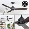 Mosstena Lampada con ventilatore Legno scuro, Nero, Telecomando