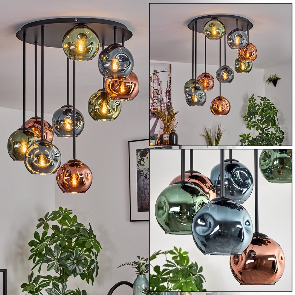 Ripoll Plafoniera, Lampada a sfera Blu, Verde, Ramato, 9-Luci main product photo