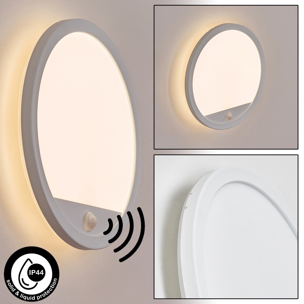 Qadir Lampada da parete per esterno, Applique LED Bianco, 1-Luce, Sensori di movimento main product photo