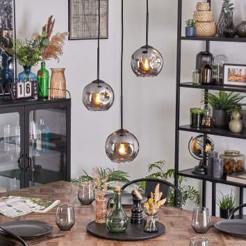 Ripoll Lampadario a sospensione, Lampada a sfera, Lampada a sospensione a cluster Grigio fumo, 3-Luci