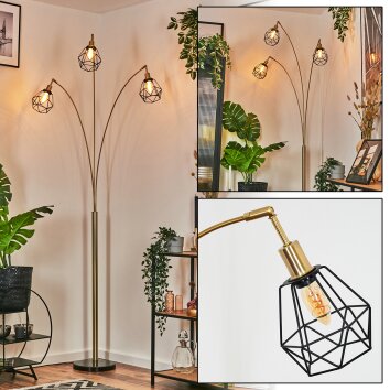 Yaak Lampada da terra Ottone, Nero, 3-Luci