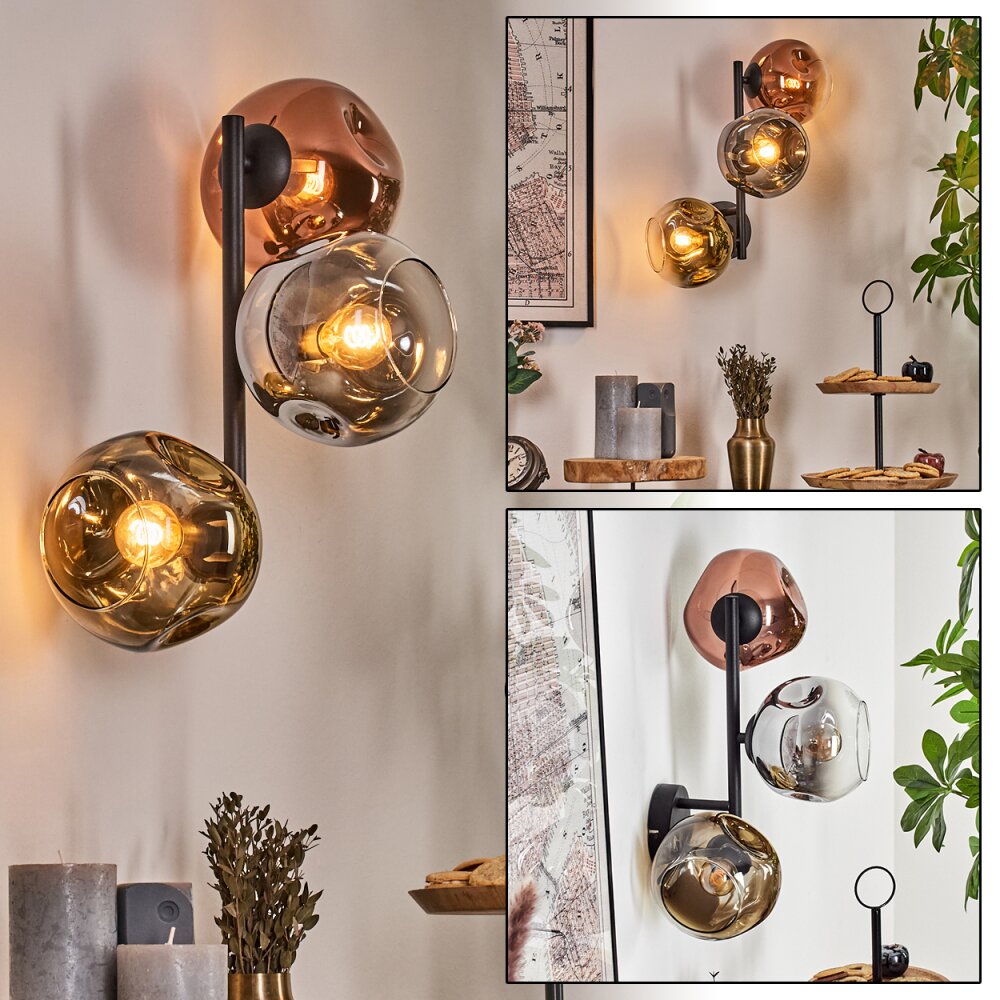Ripoll Lampada a sfera, Applique Cromo, Oro, Chiaro, Ramato, Grigio fumo, 3-Luci main product photo