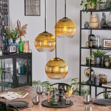 Koyoto Lampadario a sospensione, Lampada a sfera, Lampada a sospensione a cluster Oro, Chiaro, 3-Luci