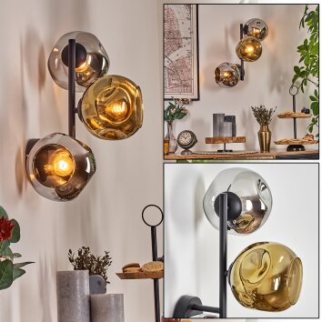 Ripoll Lampada a sfera, Applique Cromo, Oro, Grigio fumo, 3-Luci