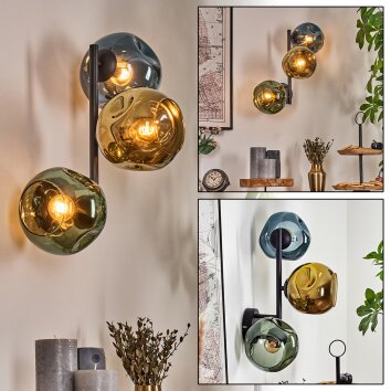 Ripoll Lampada a sfera, Applique Blu, Oro, Verde, 3-Luci