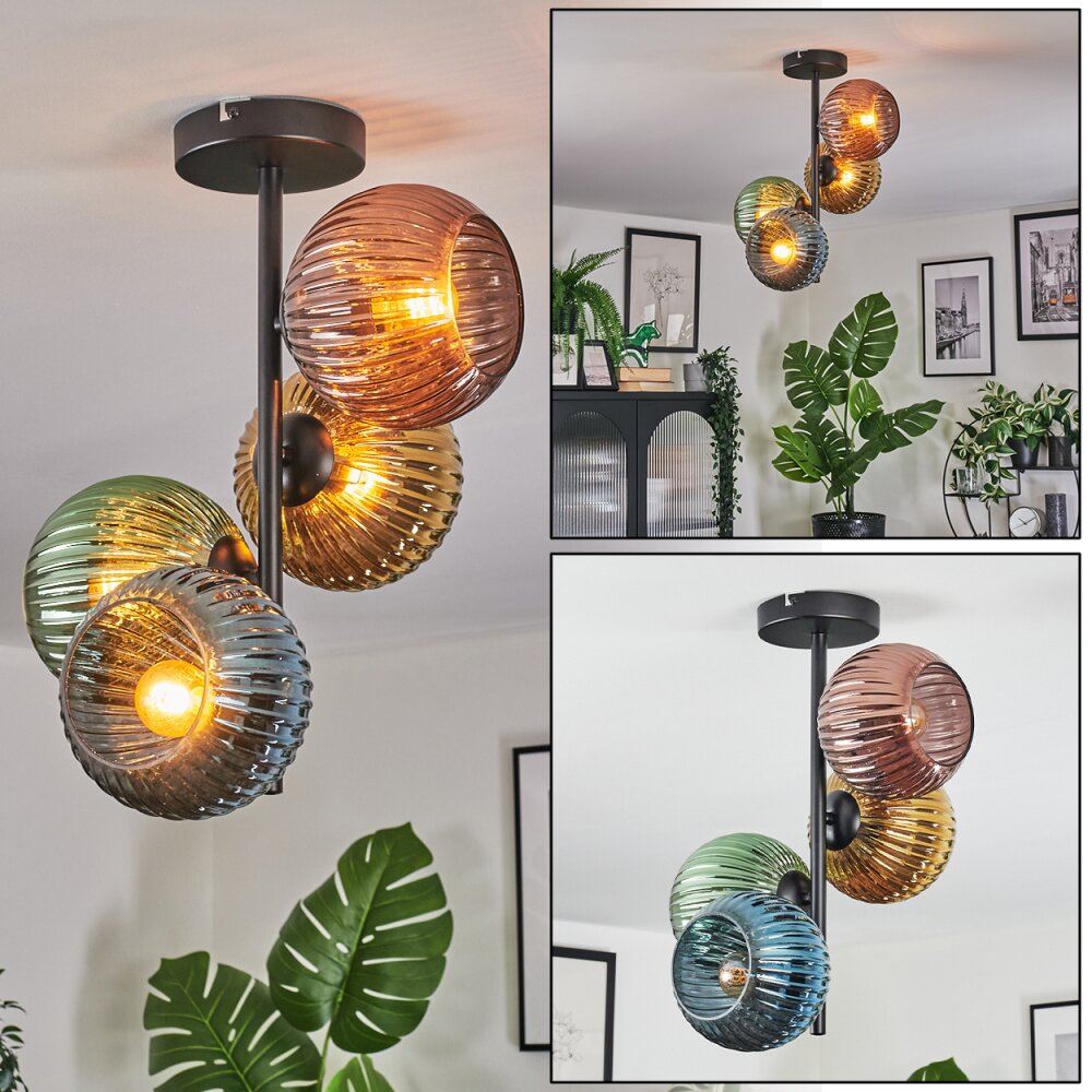 Koyoto Plafoniera, Lampada a sfera Blu, Oro, Verde, Ramato, 4-Luci main product photo