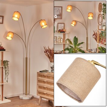 Soungou Lampada da terra Ottone, Nero, Bianco, 3-Luci