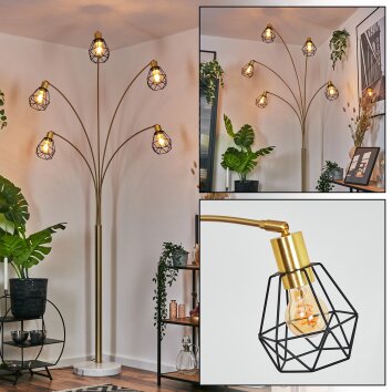 Yaak Lampada da terra Ottone, Nero, Bianco, 5-Luci Yaak Lampada da terra Ottone, Nero, Bianco, 5-Luci