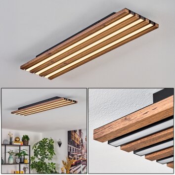 Tandragee Plafoniera LED Aspetto del legno, Nero, 1-Luce