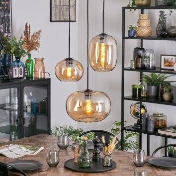 Apedo Lampadario a sospensione, Lampada a sfera, Lampada a sospensione a cluster Ambrato, 3-Luci