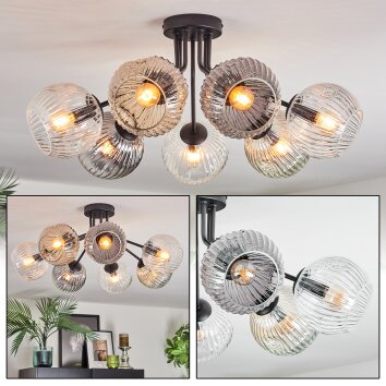 Ripoll Plafoniera, Lampada a sfera Ambrato, Chiaro, Grigio fumo, 7-Luci