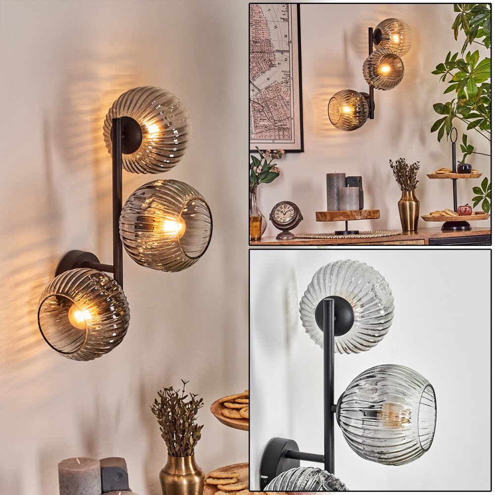 Ripoll Lampada a sfera, Applique Chiaro, Grigio fumo, 3-Luci main product photo